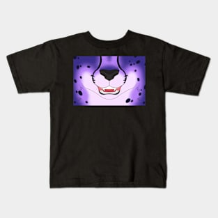 Purple Cheetah Face Kids T-Shirt